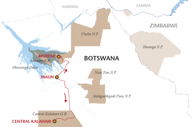 12 night Botswana moremi savuti chobe camping safari map